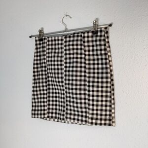 Free People Black and White Gingham Mini Skirt